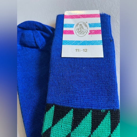 SOLD 🛑 Italian Wool Socks Vintage Retro Made in Italy Woolen Knit Electric Bold - Picture 2 of 6